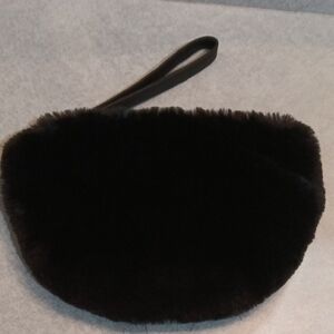 House Of Harlow 1960 Elegant Black Faux Fur Clutch